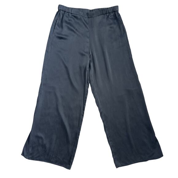 Lunya Split Leg High Rise Washable Silk Pants Immersed Black Size Large - Picture 9 of 12